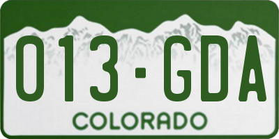 CO license plate 013GDA