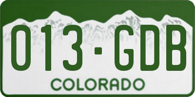 CO license plate 013GDB