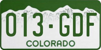 CO license plate 013GDF