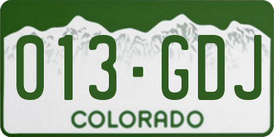 CO license plate 013GDJ