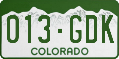 CO license plate 013GDK
