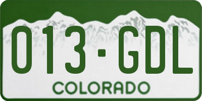 CO license plate 013GDL