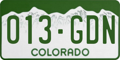 CO license plate 013GDN