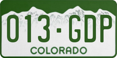 CO license plate 013GDP