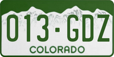 CO license plate 013GDZ
