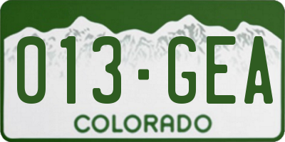 CO license plate 013GEA