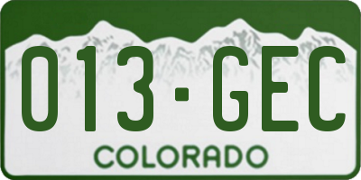 CO license plate 013GEC