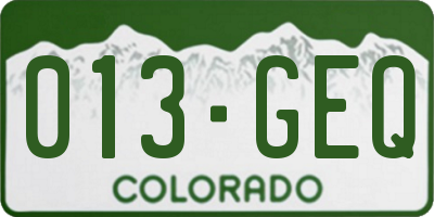 CO license plate 013GEQ