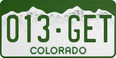 CO license plate 013GET