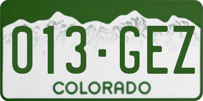 CO license plate 013GEZ