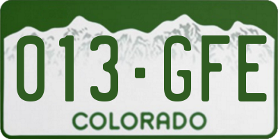 CO license plate 013GFE