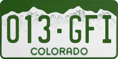 CO license plate 013GFI