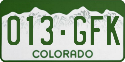 CO license plate 013GFK