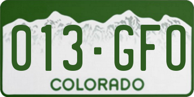 CO license plate 013GFO