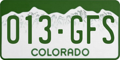 CO license plate 013GFS