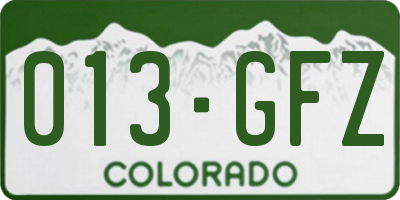 CO license plate 013GFZ