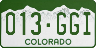 CO license plate 013GGI