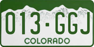 CO license plate 013GGJ