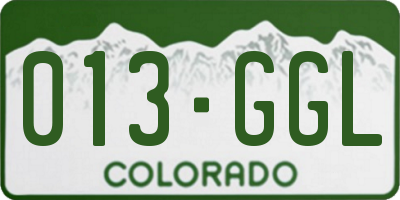 CO license plate 013GGL