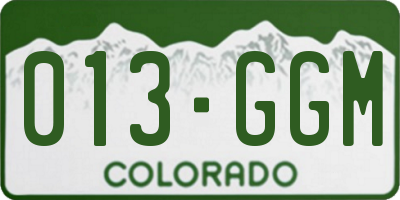 CO license plate 013GGM