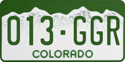 CO license plate 013GGR