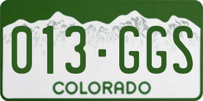 CO license plate 013GGS