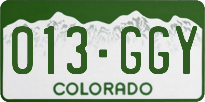 CO license plate 013GGY