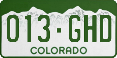 CO license plate 013GHD