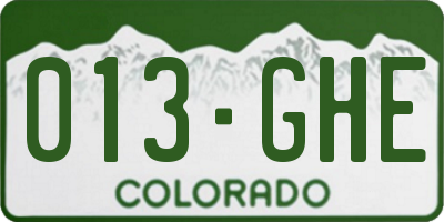CO license plate 013GHE