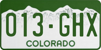CO license plate 013GHX