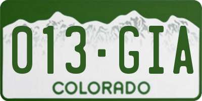 CO license plate 013GIA