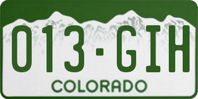 CO license plate 013GIH