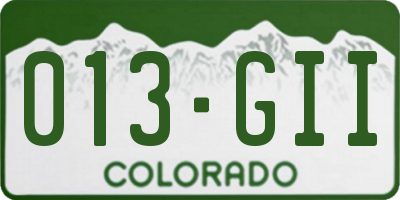 CO license plate 013GII