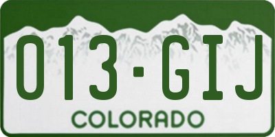 CO license plate 013GIJ