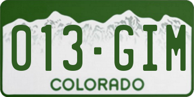 CO license plate 013GIM