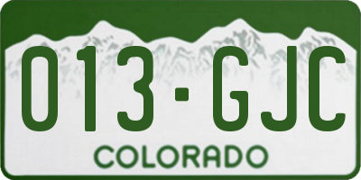 CO license plate 013GJC