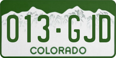 CO license plate 013GJD