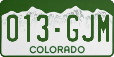 CO license plate 013GJM