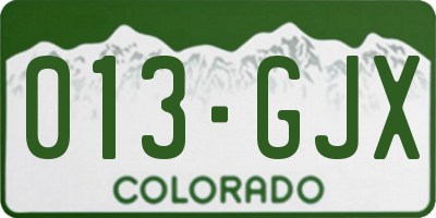 CO license plate 013GJX