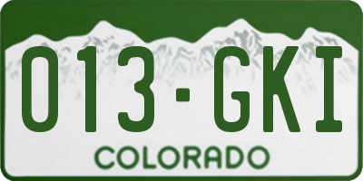 CO license plate 013GKI