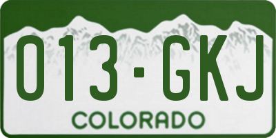 CO license plate 013GKJ