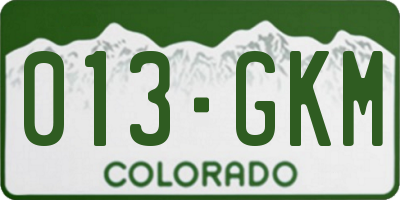 CO license plate 013GKM