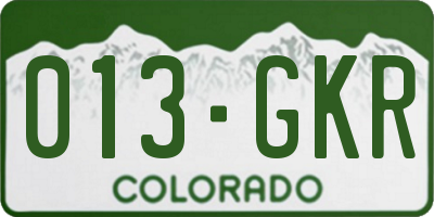 CO license plate 013GKR