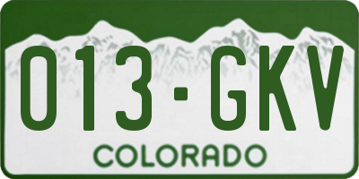 CO license plate 013GKV