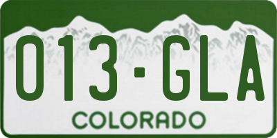 CO license plate 013GLA
