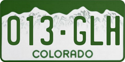 CO license plate 013GLH
