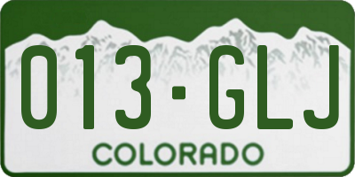 CO license plate 013GLJ