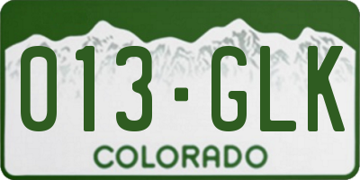 CO license plate 013GLK