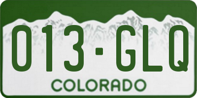 CO license plate 013GLQ