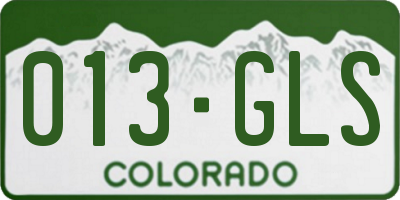 CO license plate 013GLS